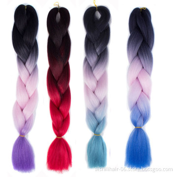 Three-Color Jumbo Braiding Hair 100g 24 Inches Ultra Expression crochet Braid Hair Extension Synthetic Hair Factory Wholesale